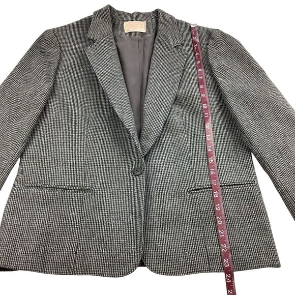 Vintage Pendleton Virgin Wool Blazer Women Sz 10 - 12 Petite Grey Single Button - Picture 11 of 14